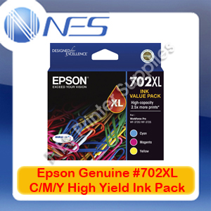 Epson Genuine #702XL C/M/Y (Set of 3) High Yield Ink Pack for WF-3720/WF-3725 [T345592]